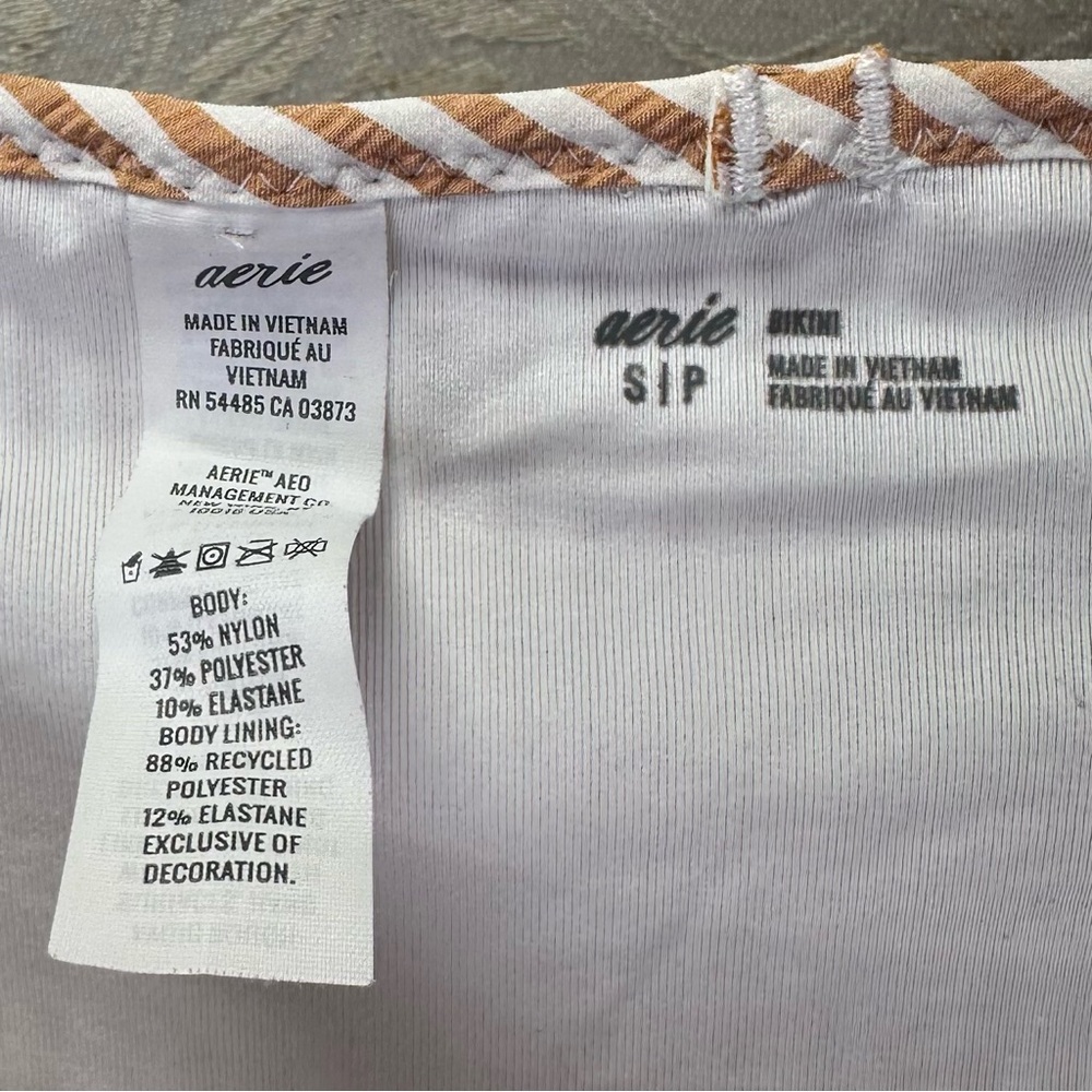 aerie Brown and Cream Striped Ruffle Bikini Set - Picture 8 of 8